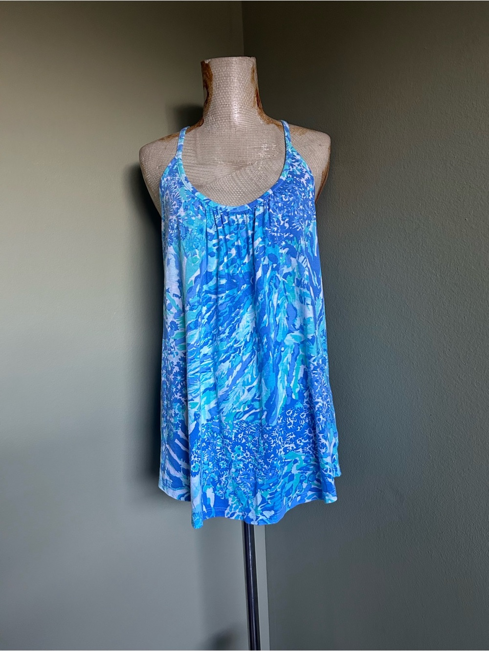 Lilly Pulitzer Blue & Aqua Floral Swing Tank
